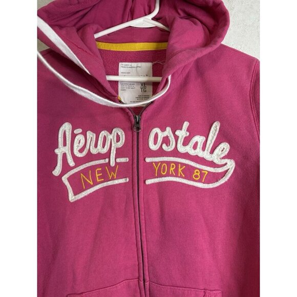 AEROPOSTALE Pink Zip Up Hoodie Sweatshirt Jacket Y2k 90’s Barbie McBling NY XL - Picture 4 of 7